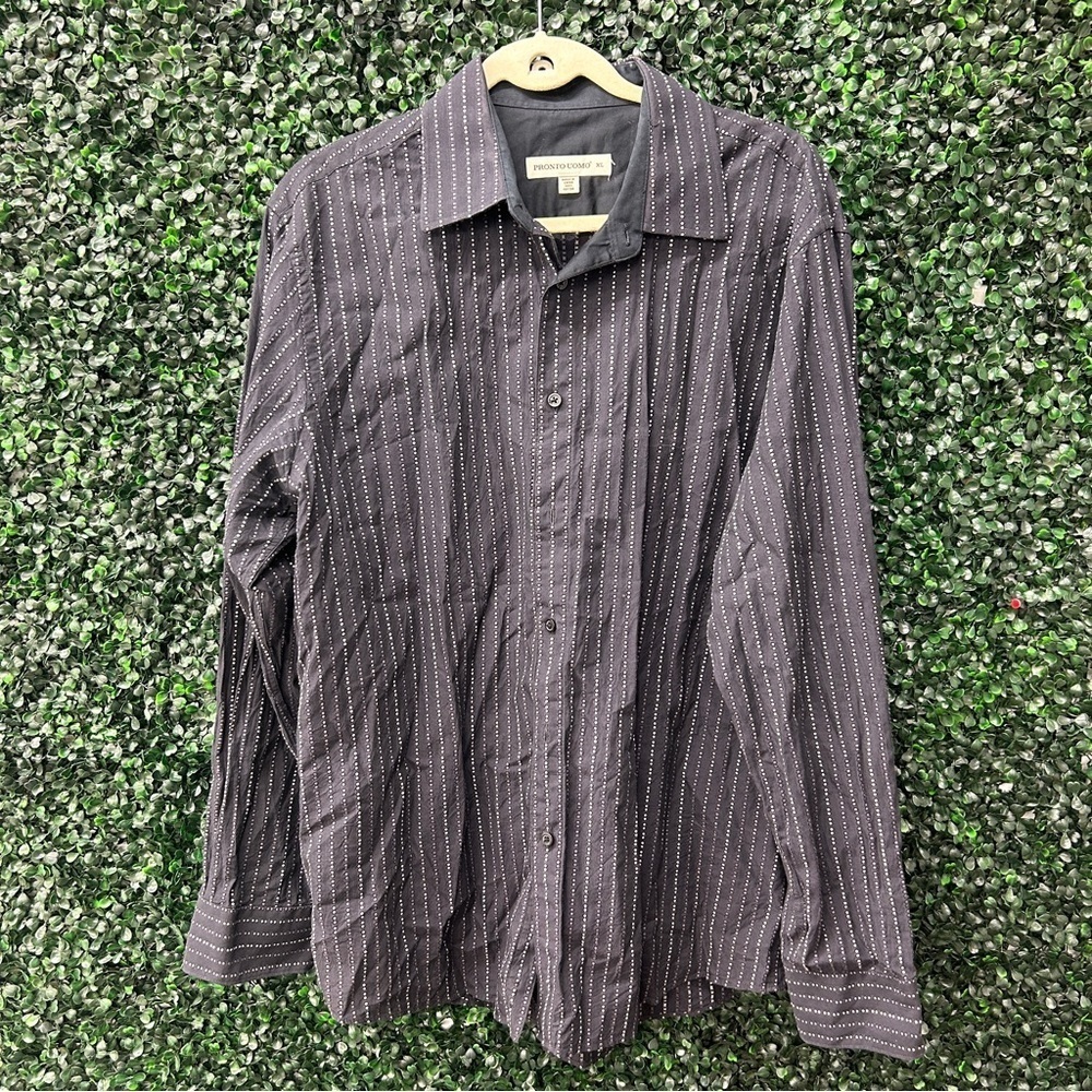 Pronto uomo Men's Black Striped Shirt